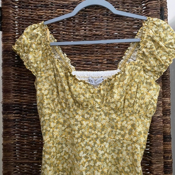 Zara Yellow Printed Mini Dress XS - Picture 7 of 14